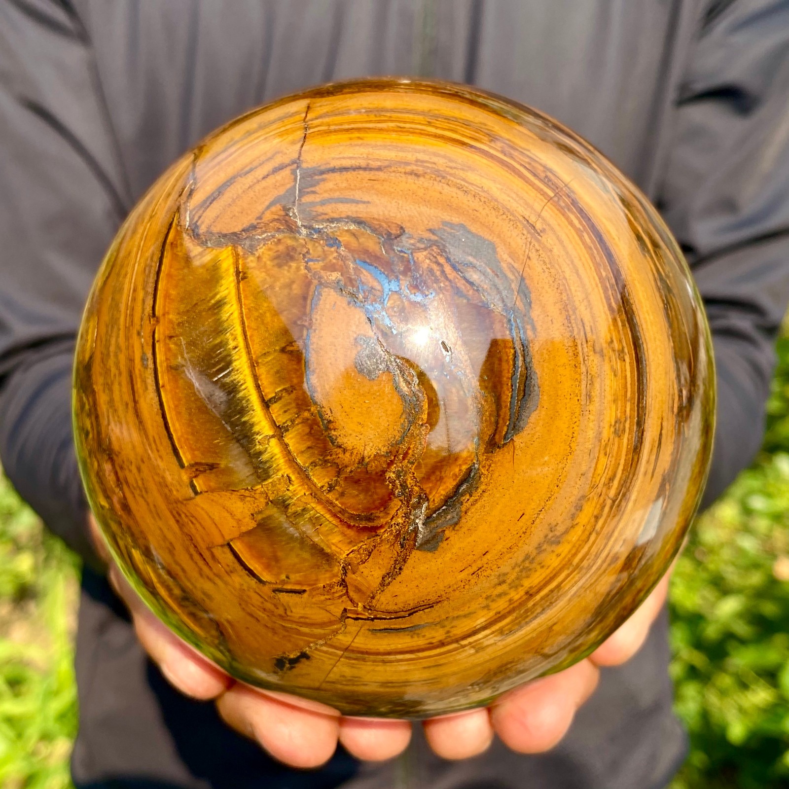 4.47LB Large Natural Tiger’s Eye Ball Quartz Crystal Sphere Gem Healing Décor