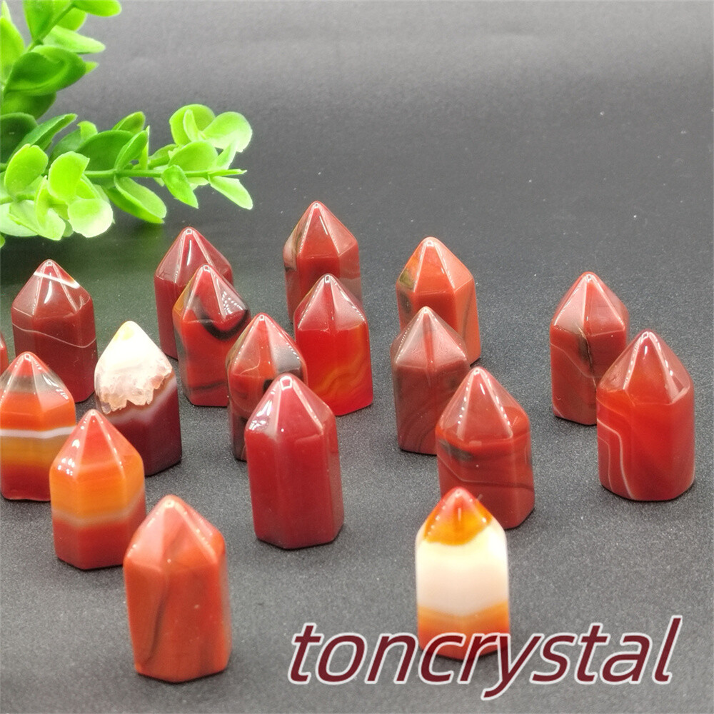 10pcs Top Natural Red Agate Mini Obelisk Quartz Wand Crystal Point Reiki Healing