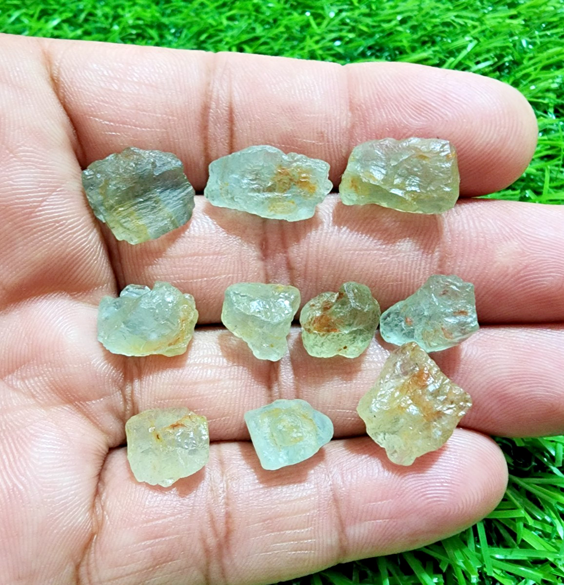 10 Pcs AAA+ Quality Aquamarine Gemstone Rough Lot 10-17mm Aquamarine Raw Stones
