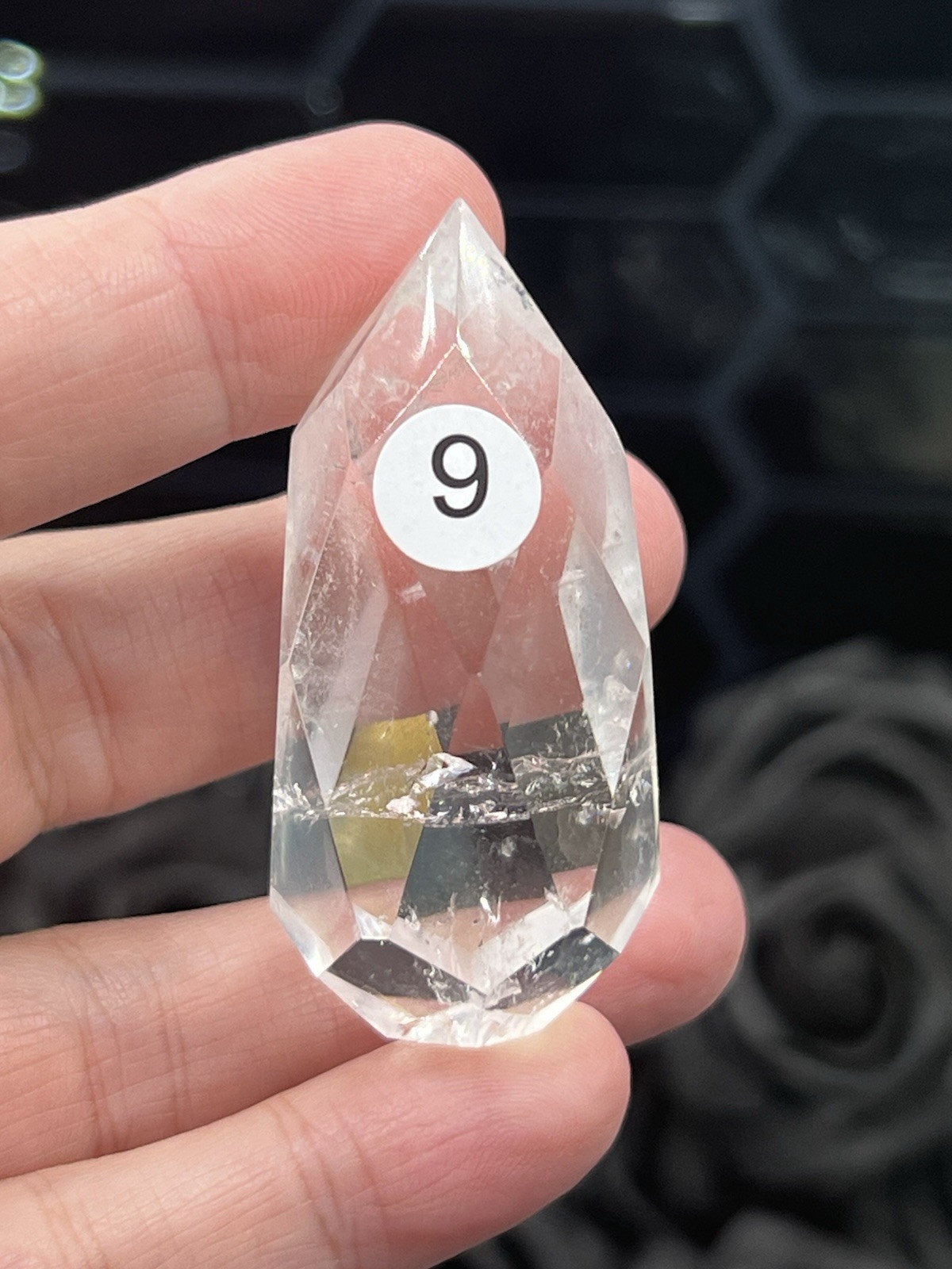 Natural Clear Quartz Faceted Egg HQ Self standing L@@K Free ship & Gift