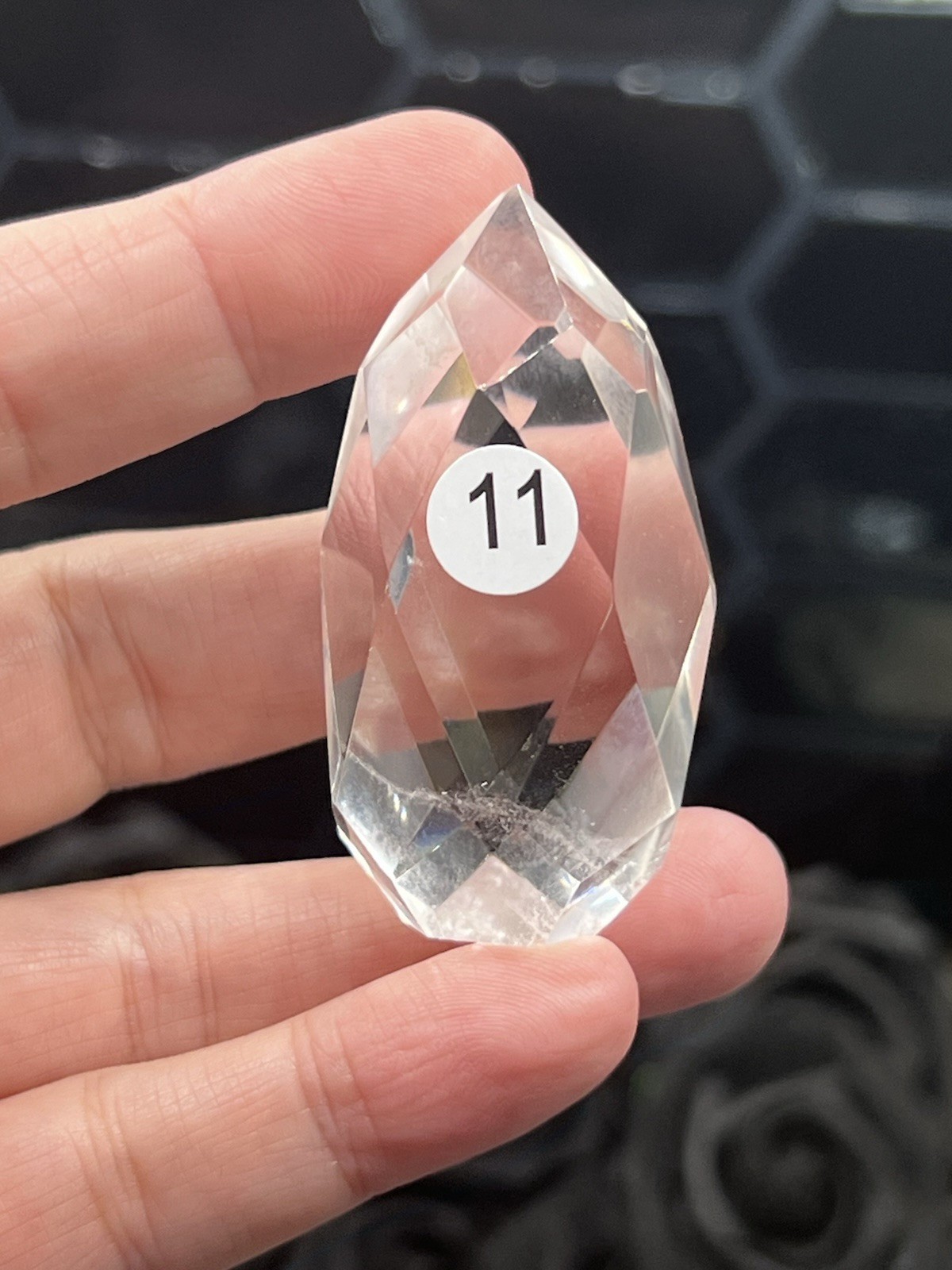 Natural Clear Quartz Faceted Egg HQ Self standing L@@K Free ship & Gift