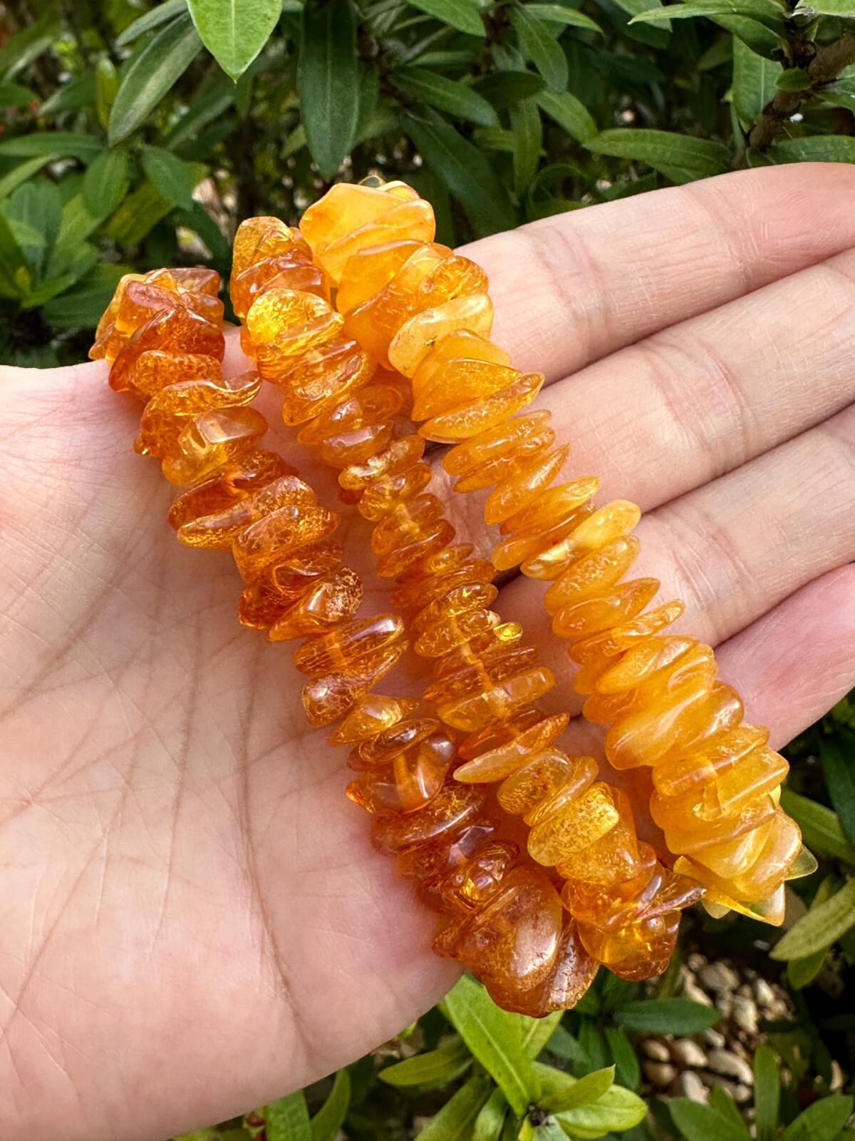 Grade A++ Amber Crystal Chips Bracelet 8-12mm, Genuine Crystal Amber Bracelets