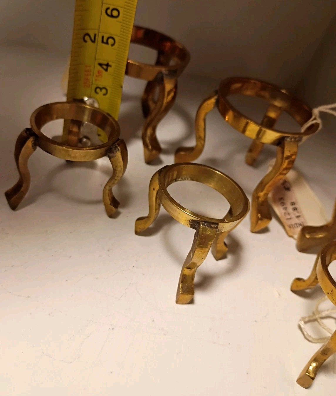 Vintage Solid Brass Egg Holder Stand Set Of 6 3 Large 3 Small Some Tags India