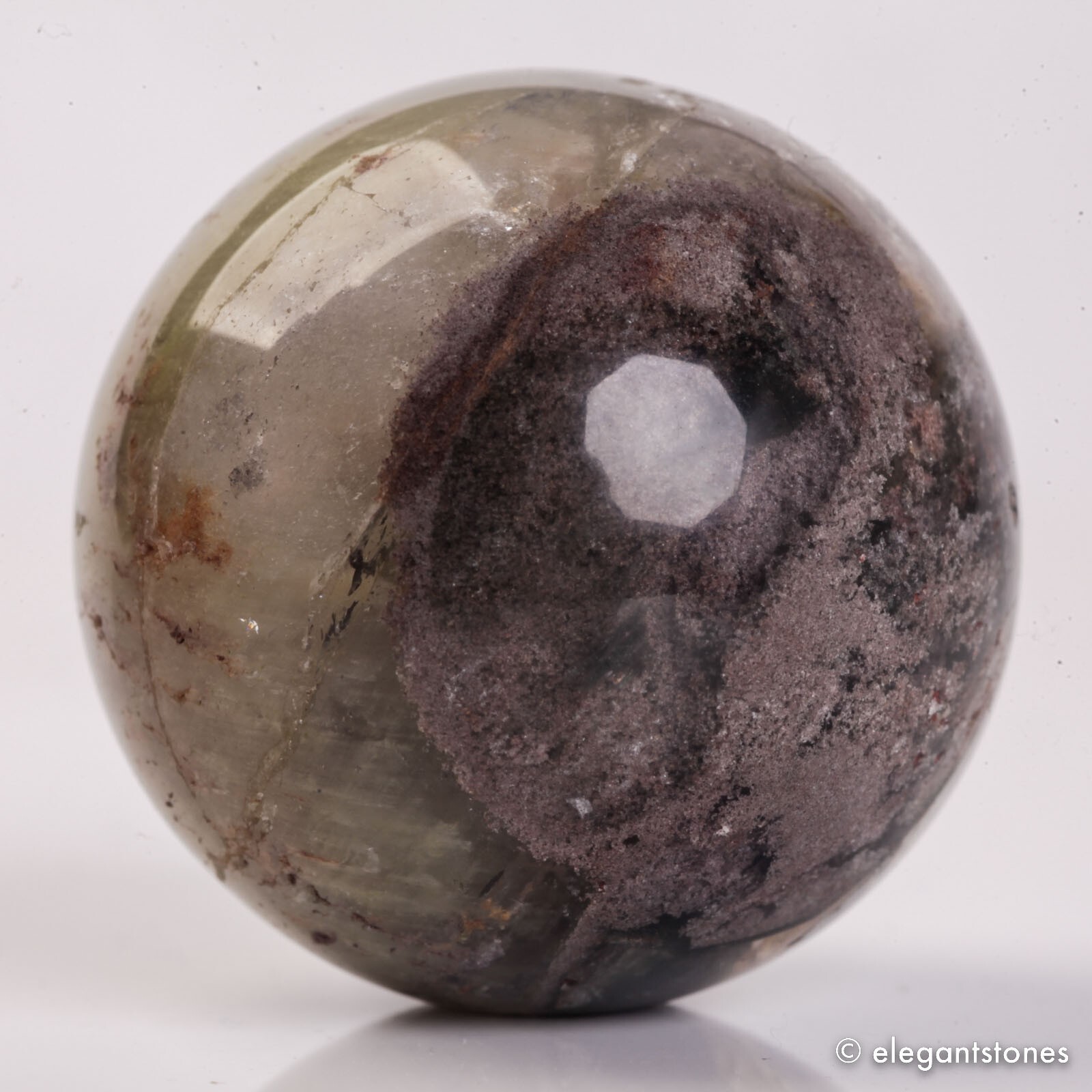 58g34mm Natural Garden/Phantom/Ghost/Lodolite Quartz Crystal Sphere Healing Ball