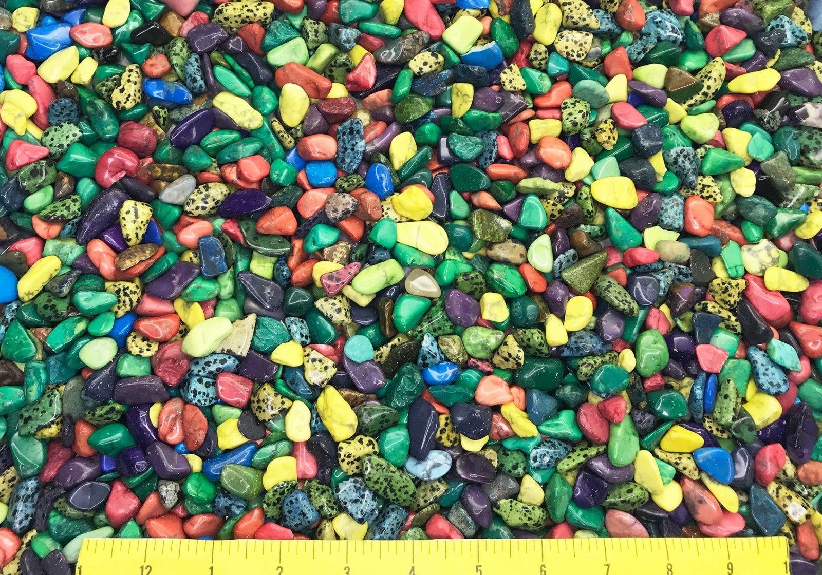 Gemstone Mix dyed Small (1/2-3/4″) polished mixed gemstones. 1/2 lb.