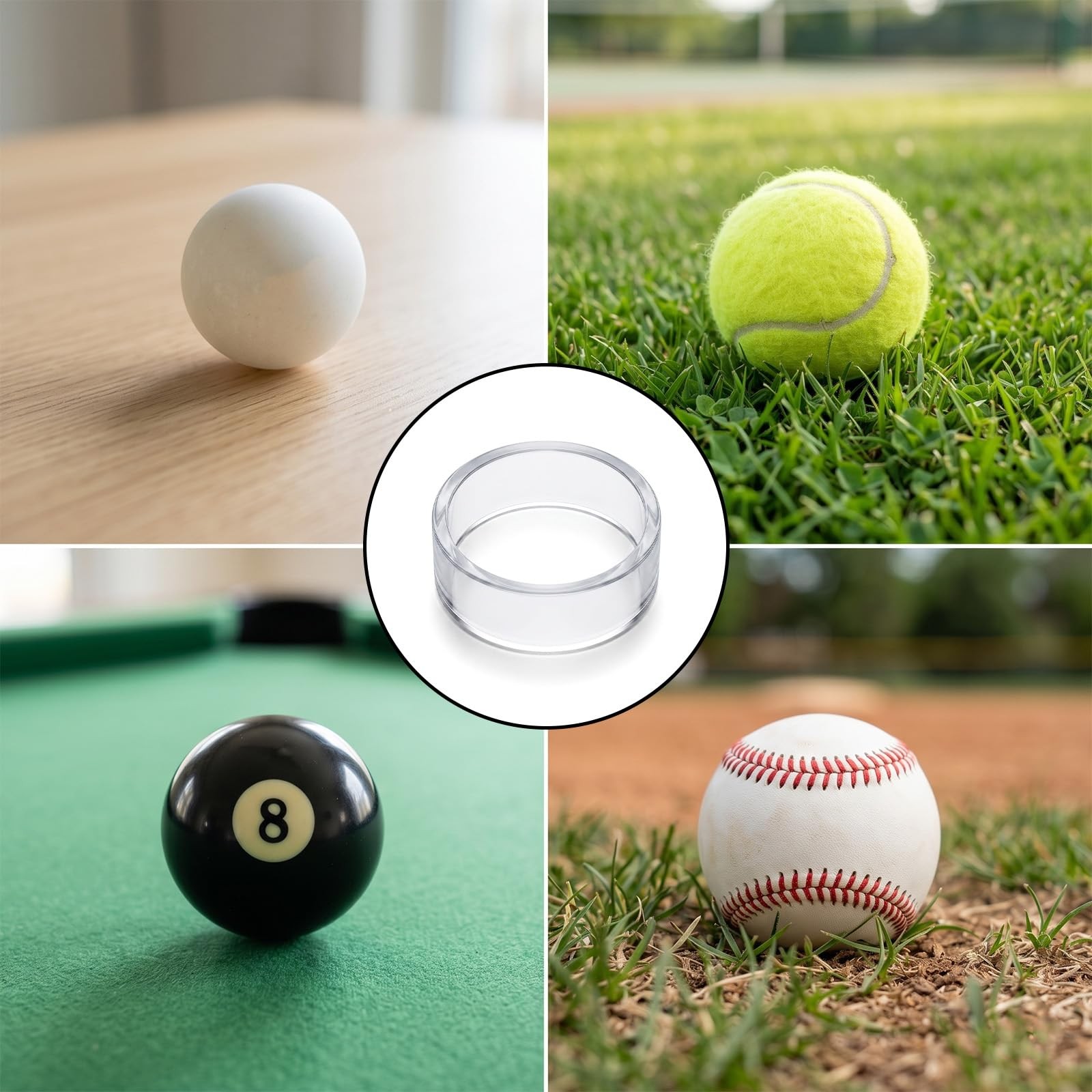 24 Pcs Acrylic Display Stand Sphere Ball Holder Rings for Baseball Tennis Golf