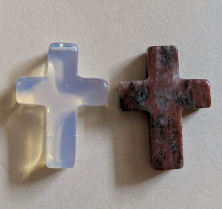 1″ Mini Crystal Crosses Natural Quartz Cross Shaped Worry Stones Charms – #12