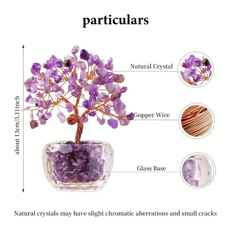Natural Crystal Fortune Tree Feng Shui Tree of Life Home Office Decor Gift
