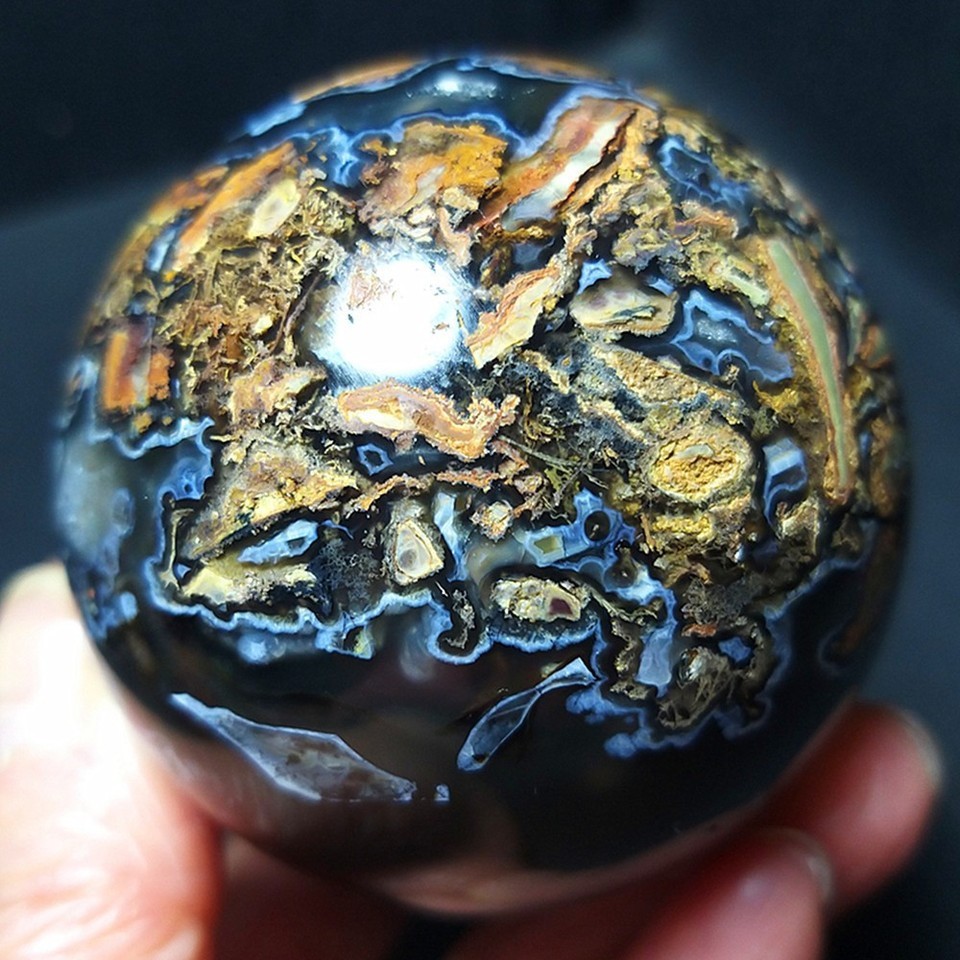 RARE 238.3g Natural Polished Colorful Agate Stone Ball Healing Madagascar AB1600