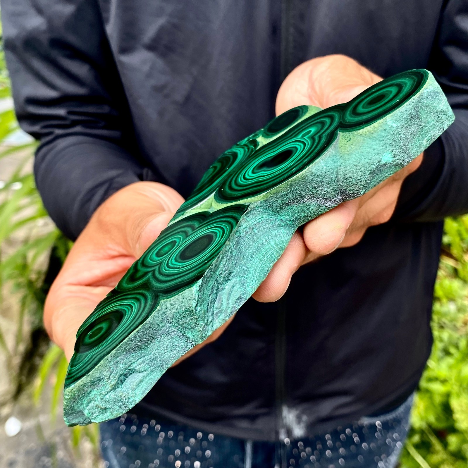 408G Natural malachite slice quartz crystal luster mineral specimen