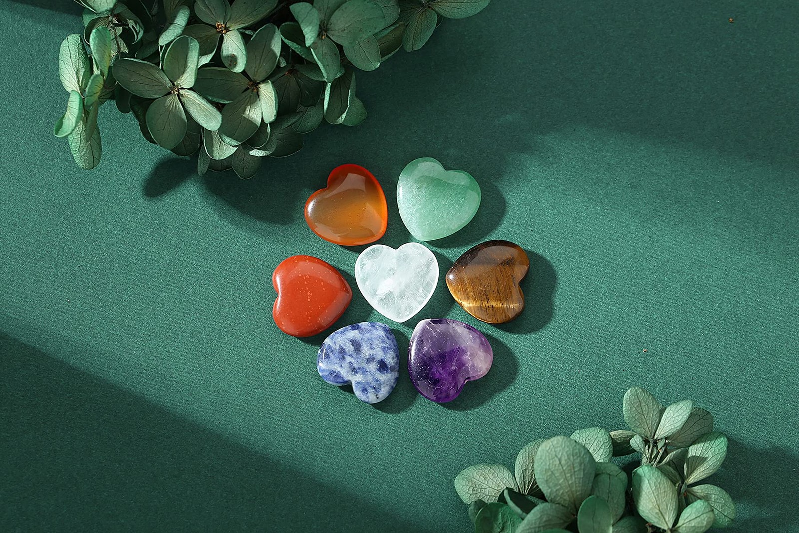 7 Chakra Healing Crystals Set: Rose Quartz, Amethyst, Reiki Stones, 0.8″