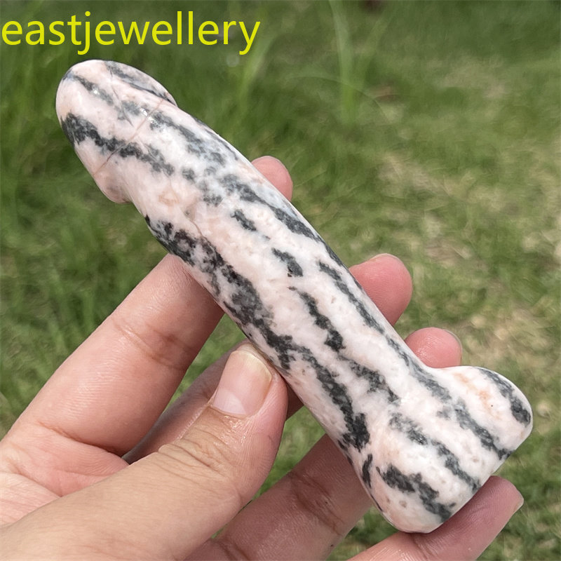 4.2″ Natural Pink Zebra Male Penis skull quartz crystal skull Figurines gem 1pc