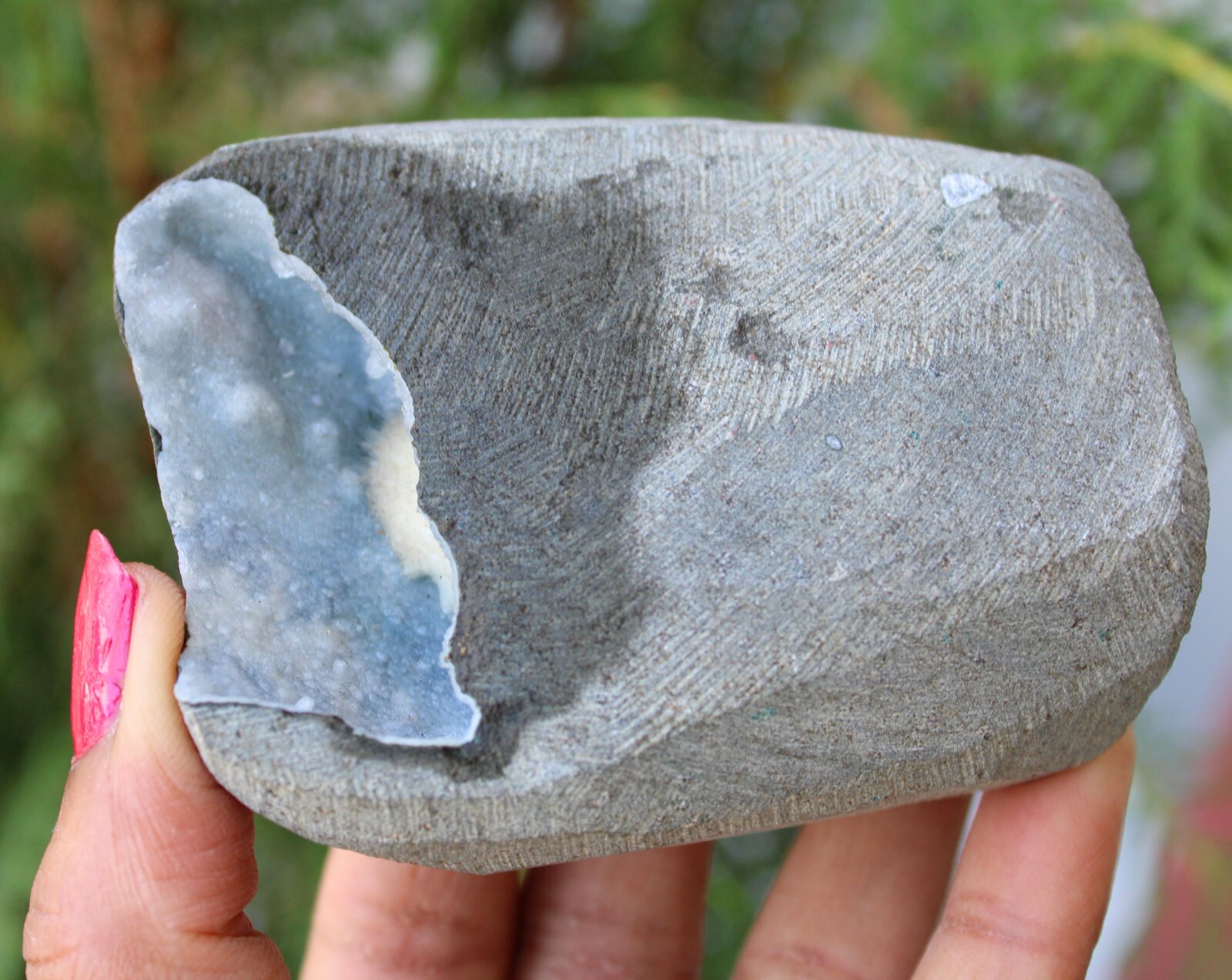 Scolecite In Geode Natural Minerals Specimen ( 7×6 Cm’s) #M54