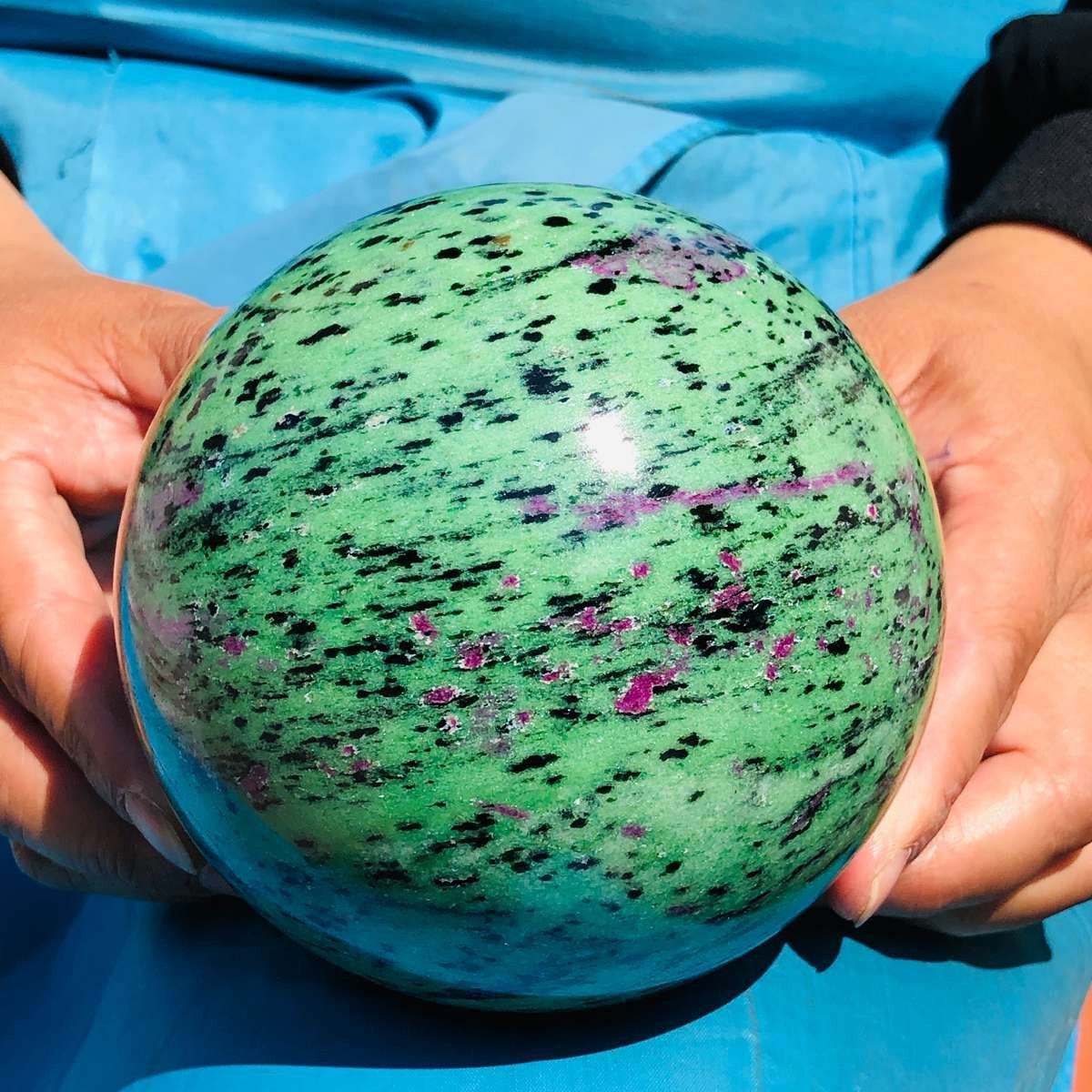 4.99LB Rare Natural Red and Green Treasure Ball Quartz Crystal Aura Healing 5149