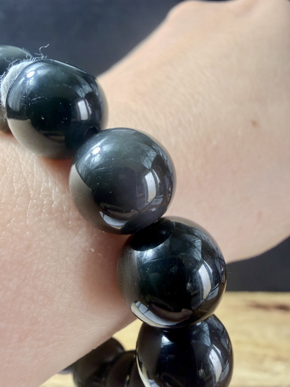 Crystal Rainbow Black Obsidian Bracelet Heal Jewellery Natural Beads 12mm