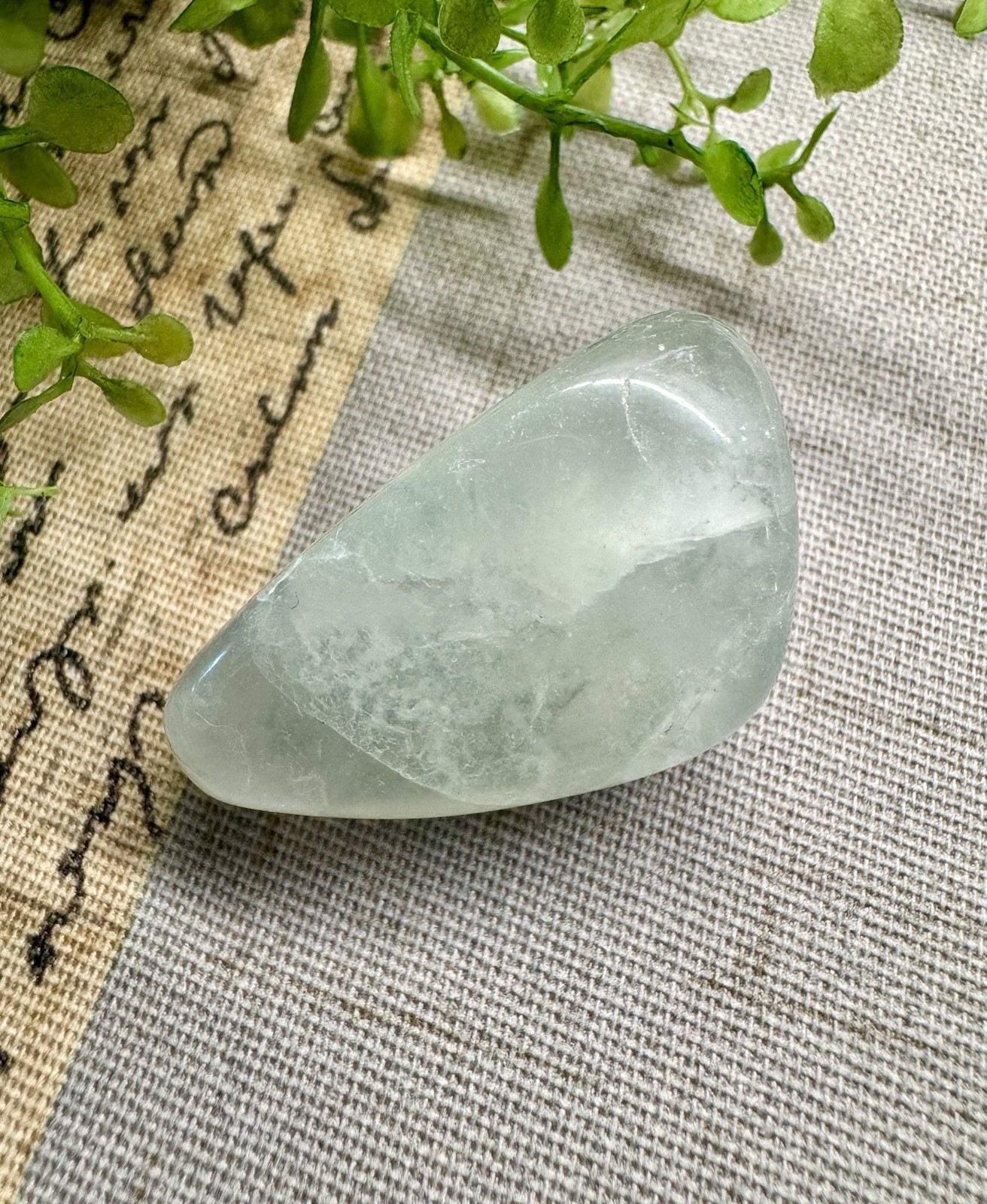New Chunky Natural Light Green Fluorite Crystal Tumbled Pocket Stone