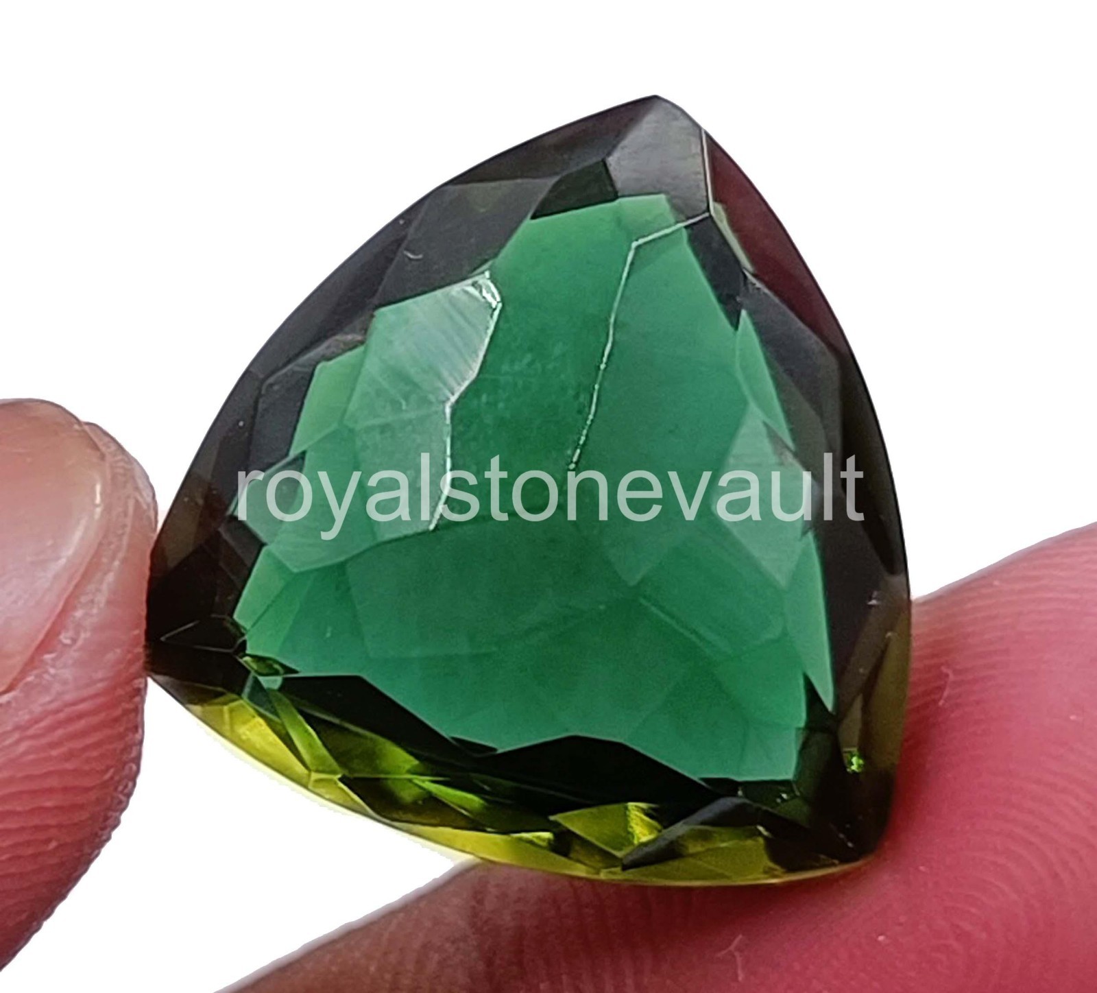 IGL Certified 22.20 Ct Natural Green Emerald Loose Gemstone Trillion Cut – 5AOQ