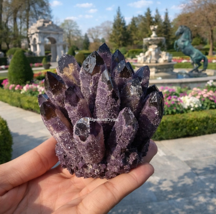 800G Rare Dark Amethyst Cluster Rough Geode Crystal Healing Gemstones Home Decor