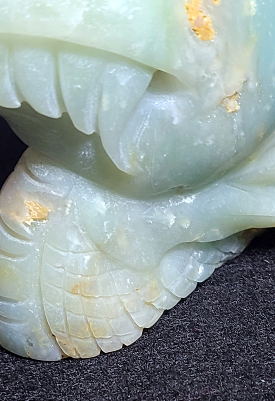 5.2″ 422g Blue Caribbean Calcite Dragon Head Crystal Skull Stone Carving Statue