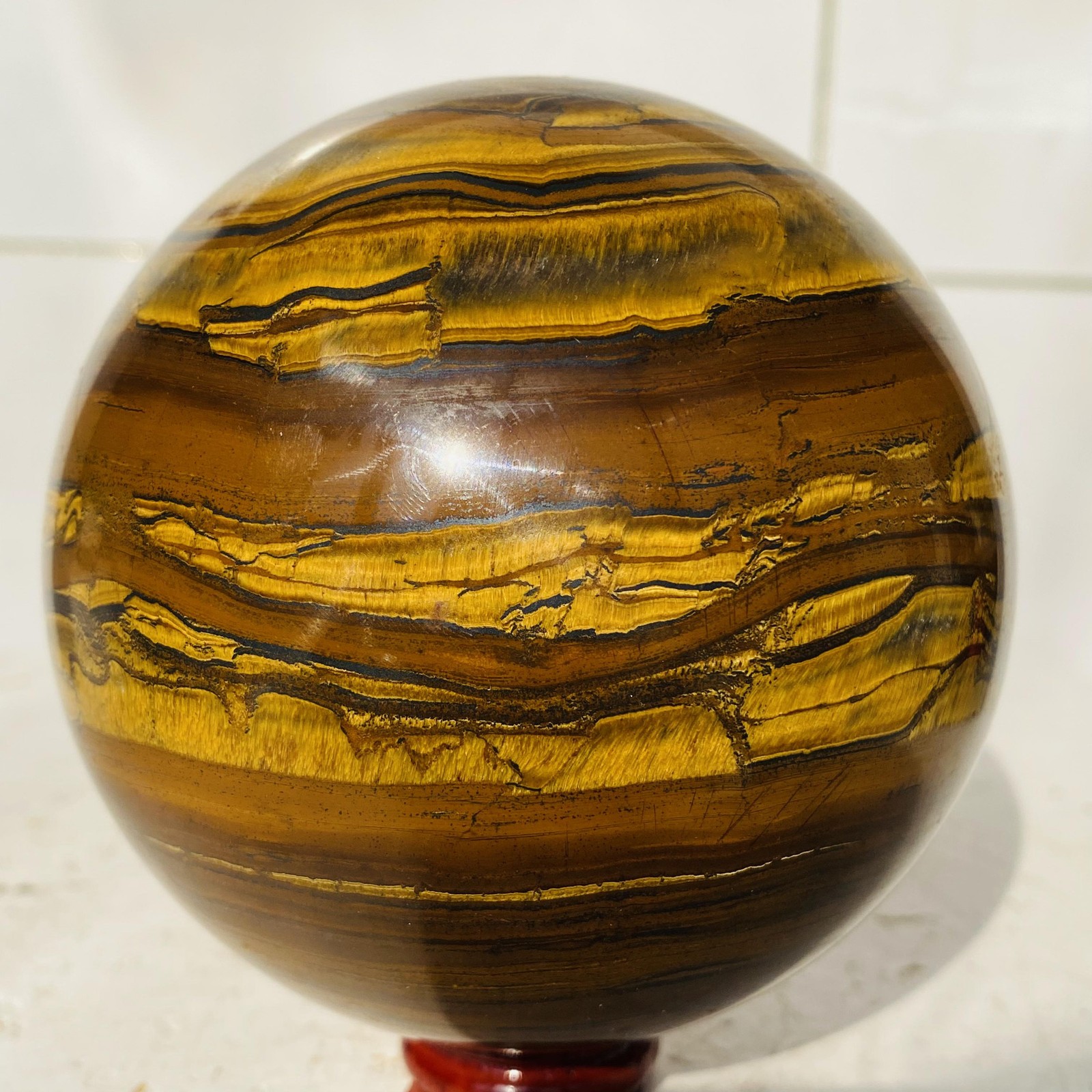 Natural tiger’s eye ball quartz crystals sphere gem reiki healing 1520g