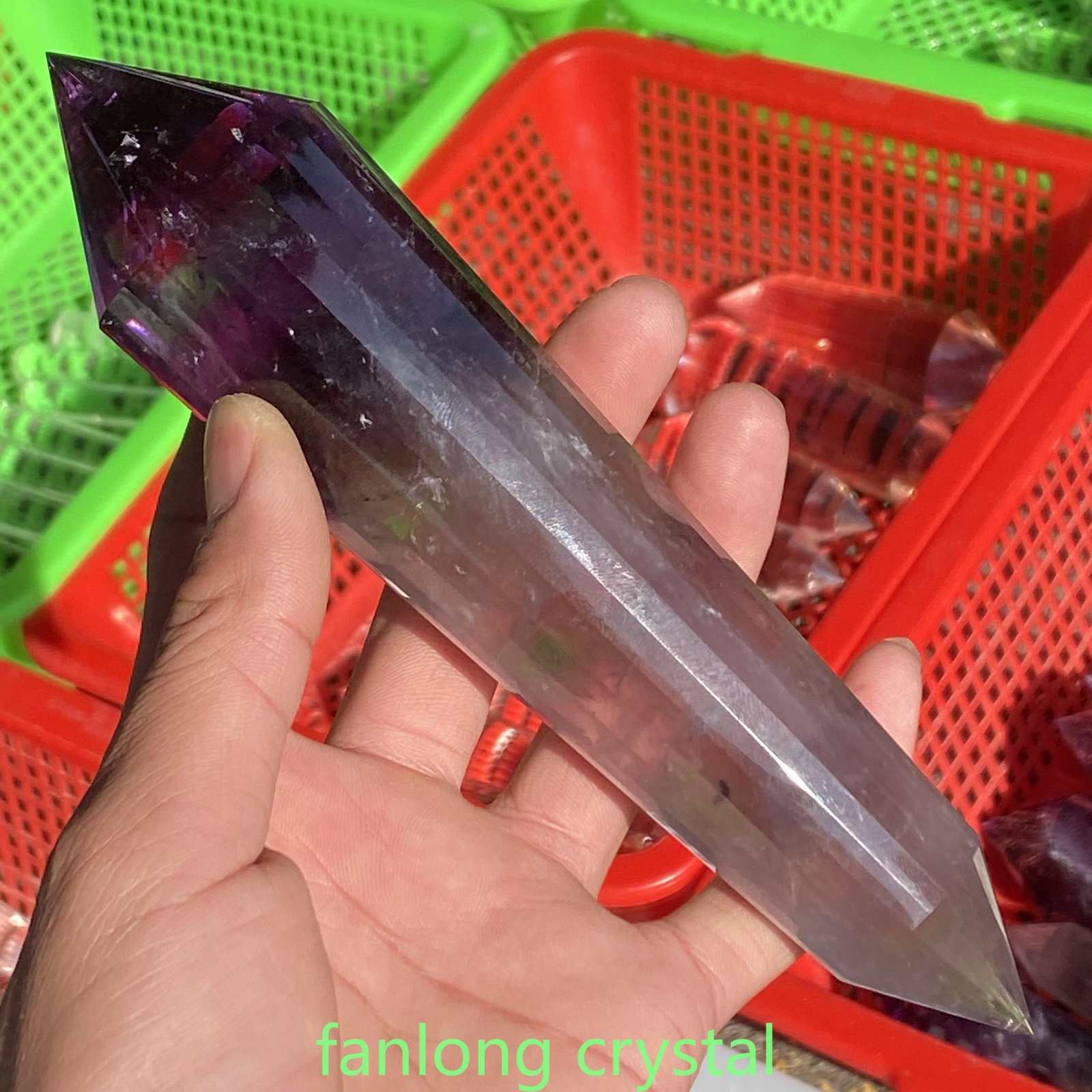 Top 5.9in Quality 24 Sided Clear Vogel Quartz Crystal Wand Poin Reiki 1pcs