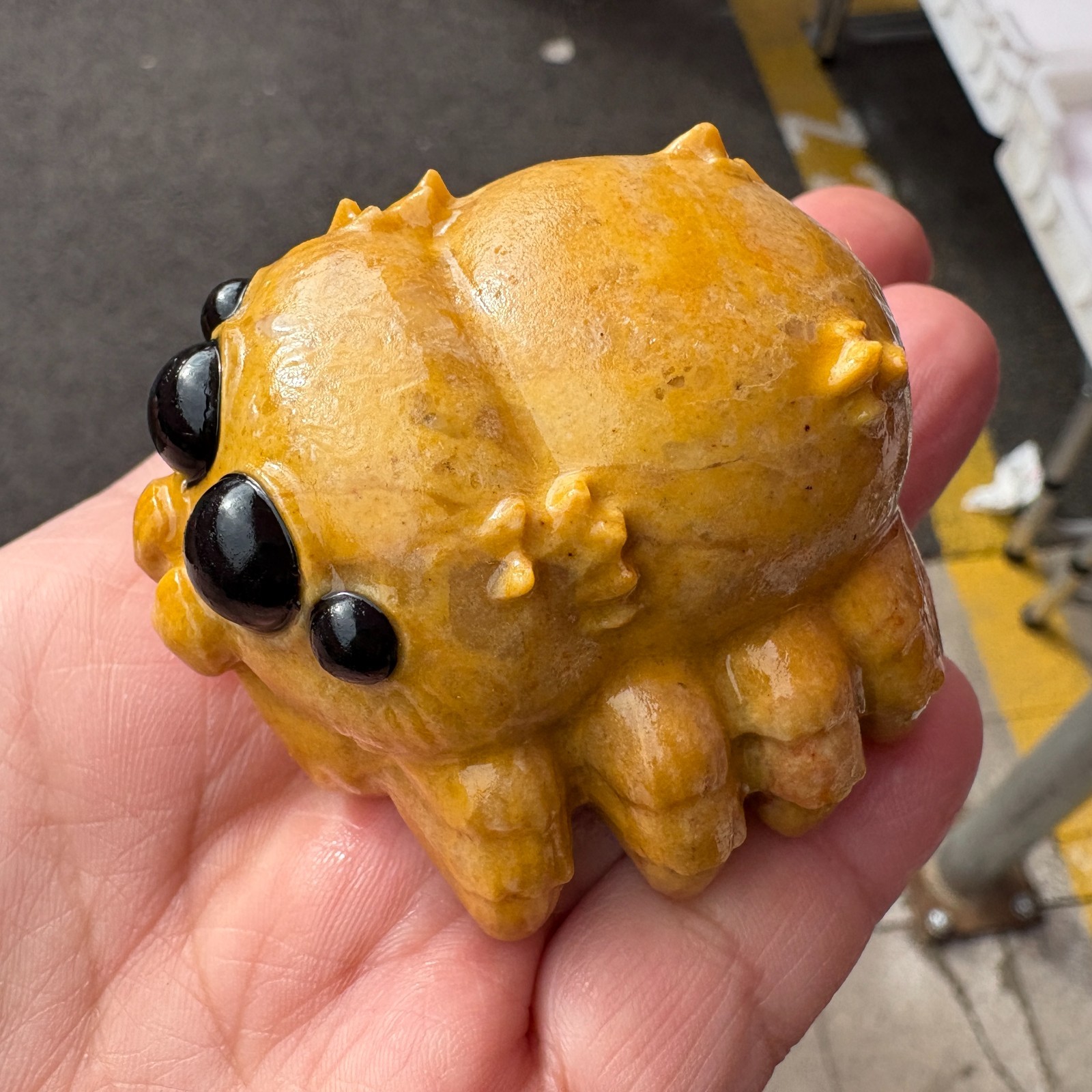 1pc Natural Yellow Jade Quartz Carved Spider Skull Crystal Healing Reiki Decor