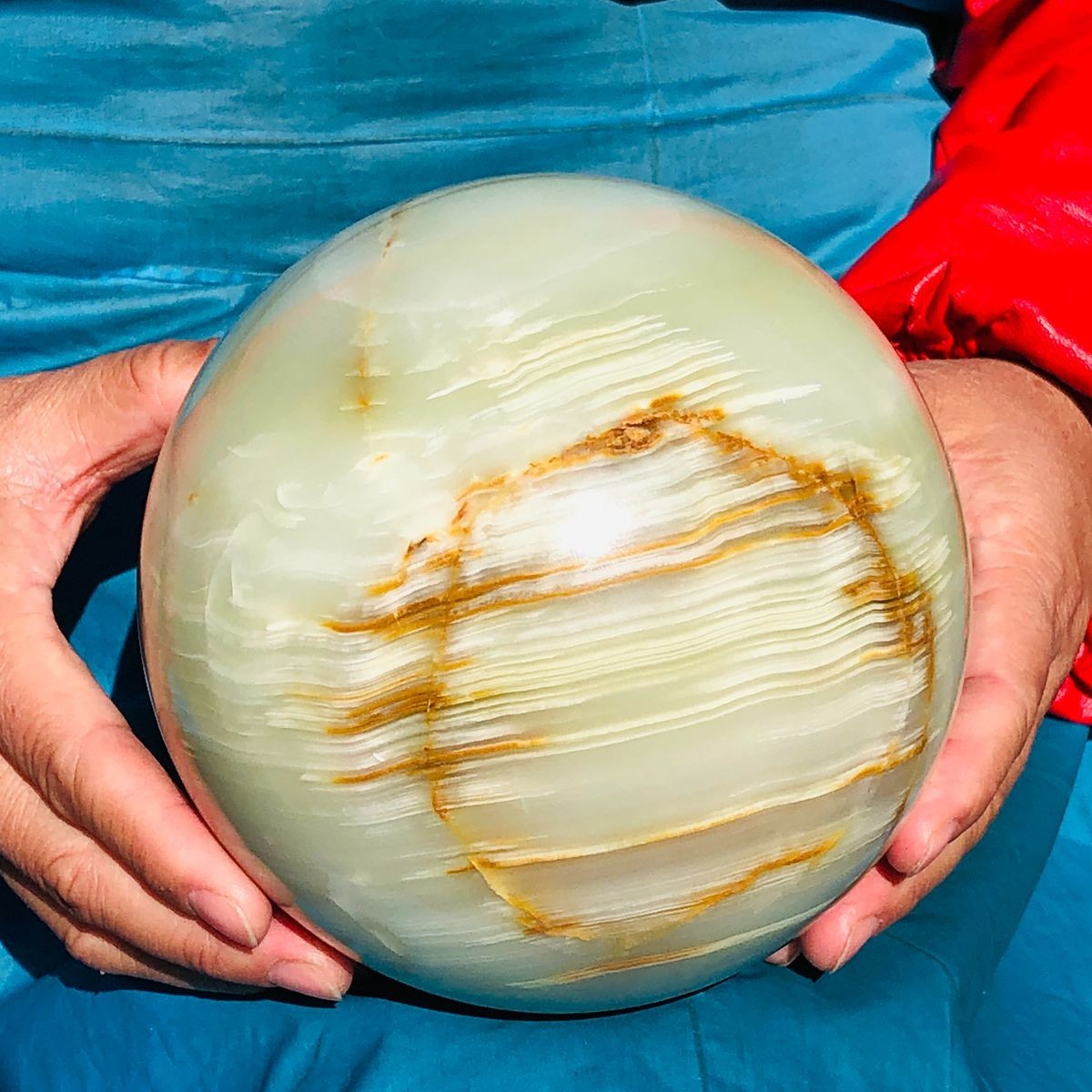 9.17LB Natural Afghan Jade Sphere Polished Crystal Healing Ball Home Reiki