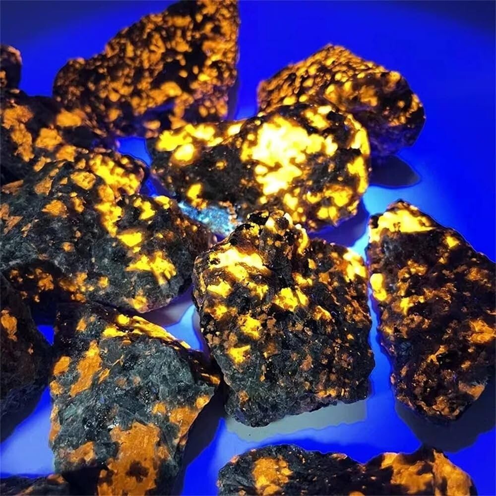 5 PCS Rough Yooperlite UV Fluorescent Emberlite Glowing Fire Rocks Chunks Stone