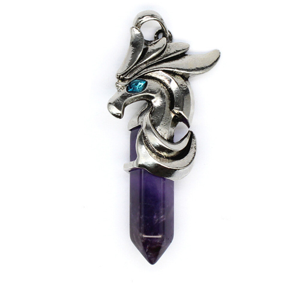 Natural Crystal Quartz Seahorse Hexagon Stone Pendant Necklace Men Jewelry Reiki
