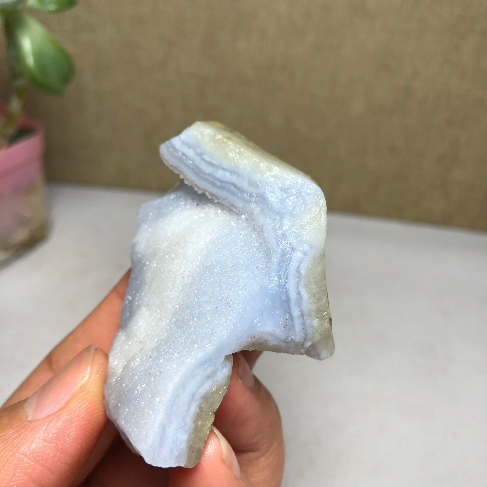 62-31-20mm Natural Blue chalcedony Crystal gemstone Rough Mineral Specimen A2162