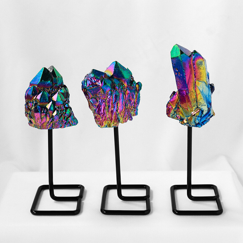 Electroplating Colorful Rainbow Crystal Clusters Mineral Specimen Healing Decor
