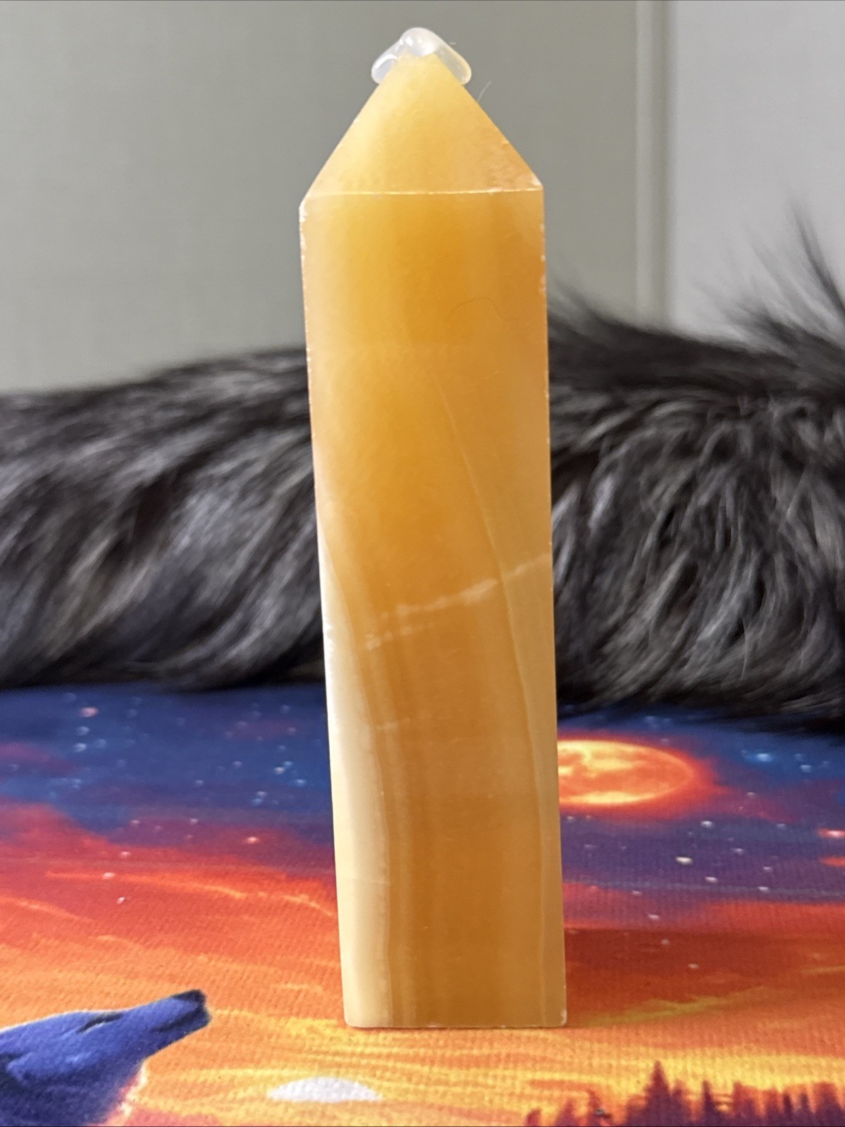 Orange Calcite 6in Natural Point Tower Approximately 440g