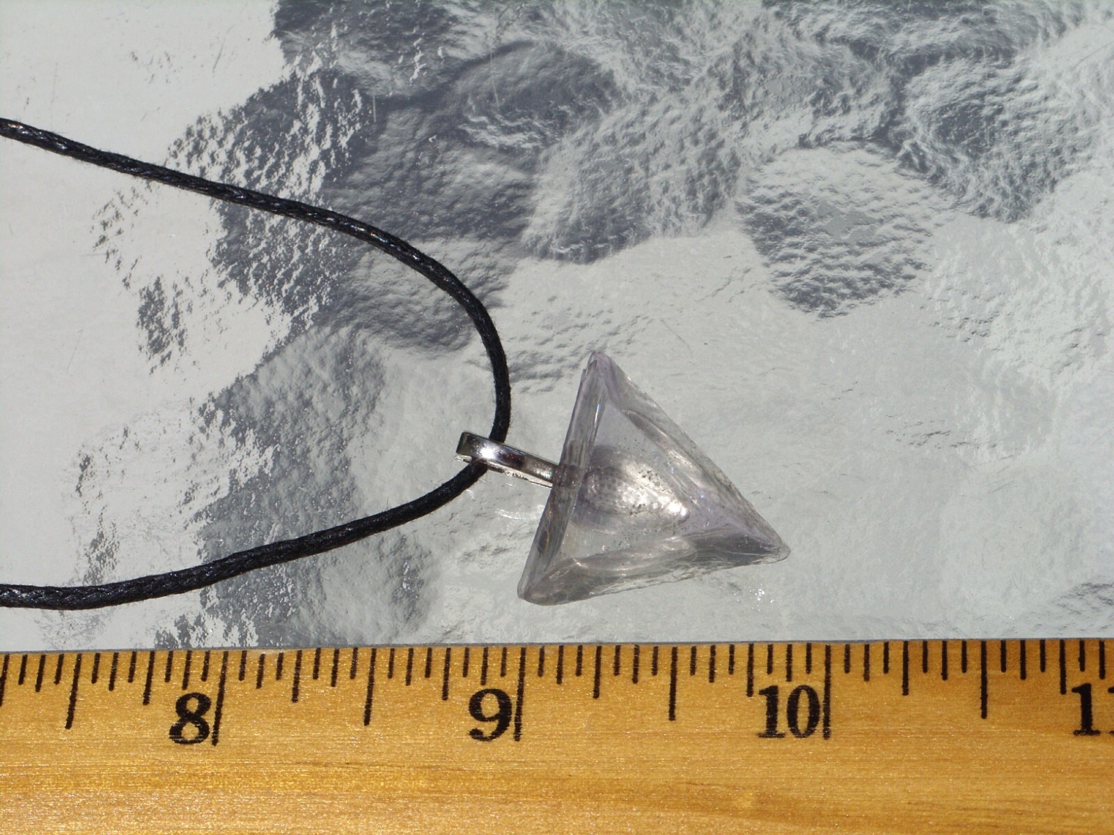 Purple Clear Fluorite Raw Rough Triangle Free Form Crystal Pendant Necklace