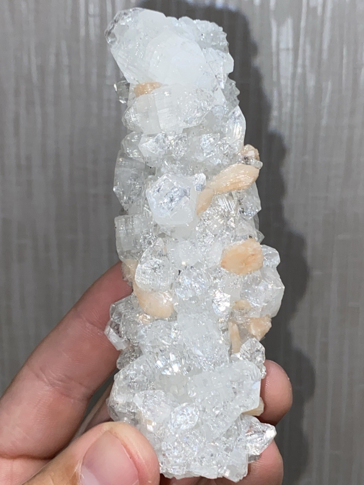 Apophyllite And peach Stilbite Stalactite, Indonesia Minerals