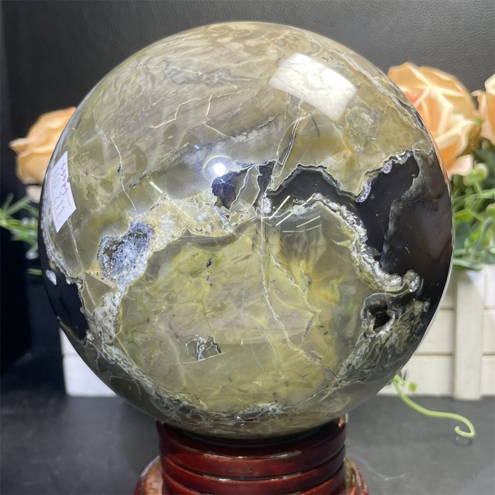 7.7LB 4.9″ Natural A++ Fluorescent Agate Ball Sphere Crystal Mineral UV Reiki