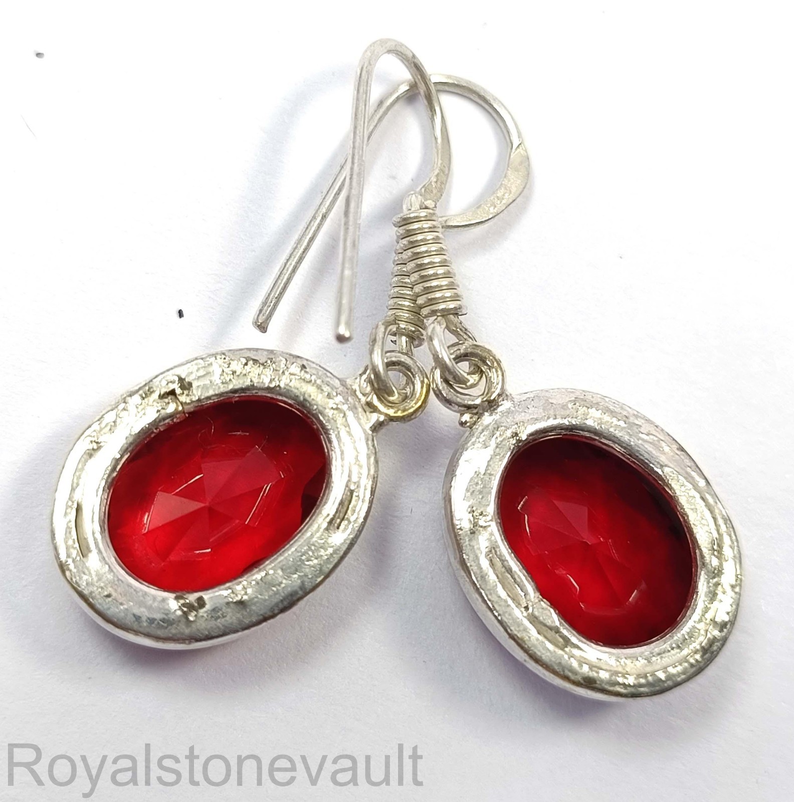 28.50 Ct Red Ruby Oval Earrings IGL Certified 925 Sterling Silver 5DDK
