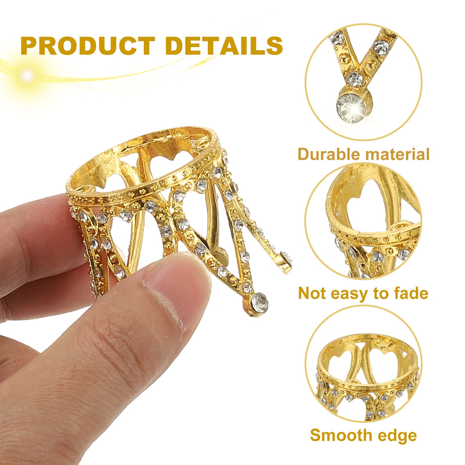 2pcs 1.7″ Dia Metal Crystal Sphere Holder Crystal Ball Crown Stand Gold]