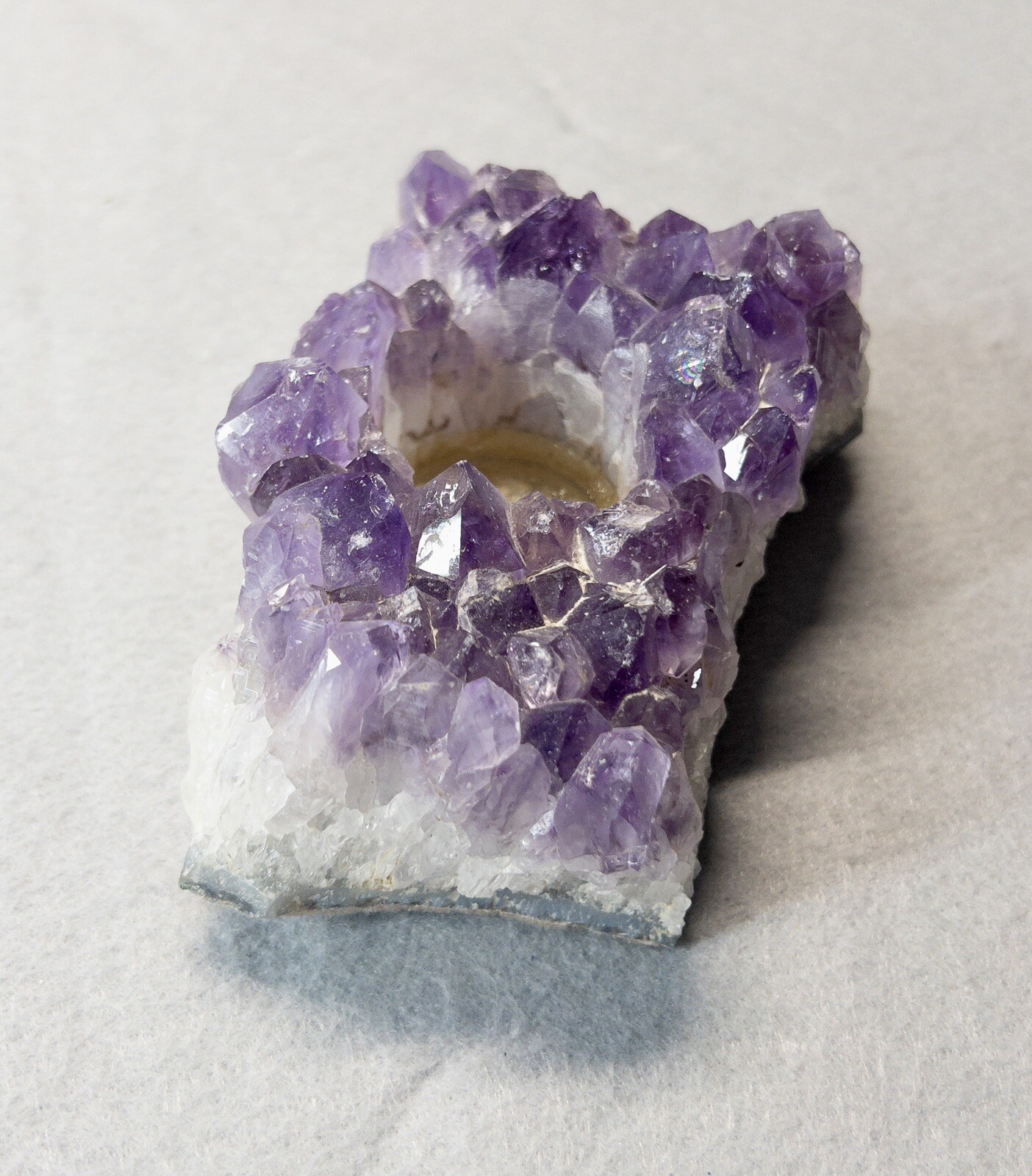 Natural Amethyst Geode Tea Light Crystal Lapidary Rock Tumbling