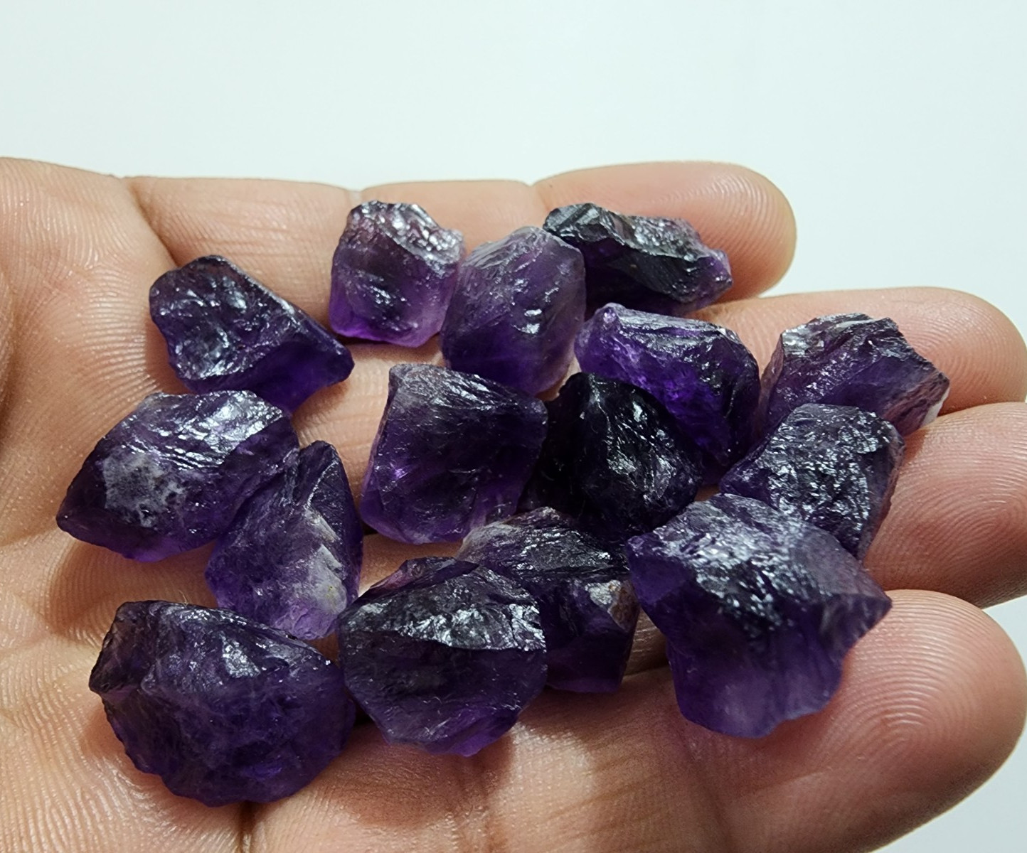 15 Pcs Excellent Purple Amethyst Rough Gemstone Chunks Size 15-20 MM Loose Rough