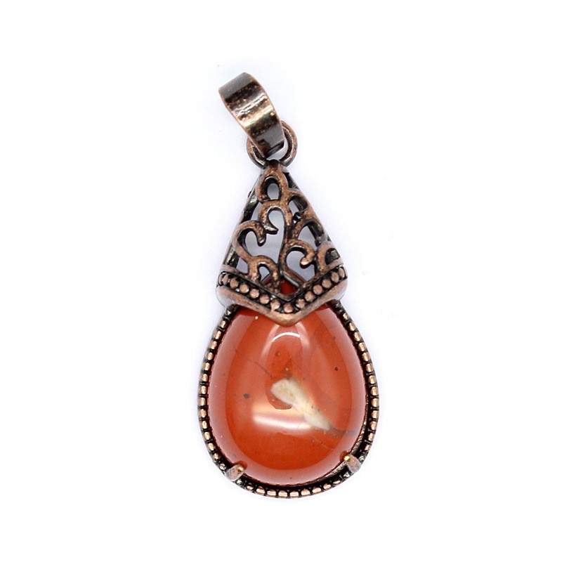 3-5PCS Natural Stone Personalized Retro Crystal Blue Agate Water Drop Pendant