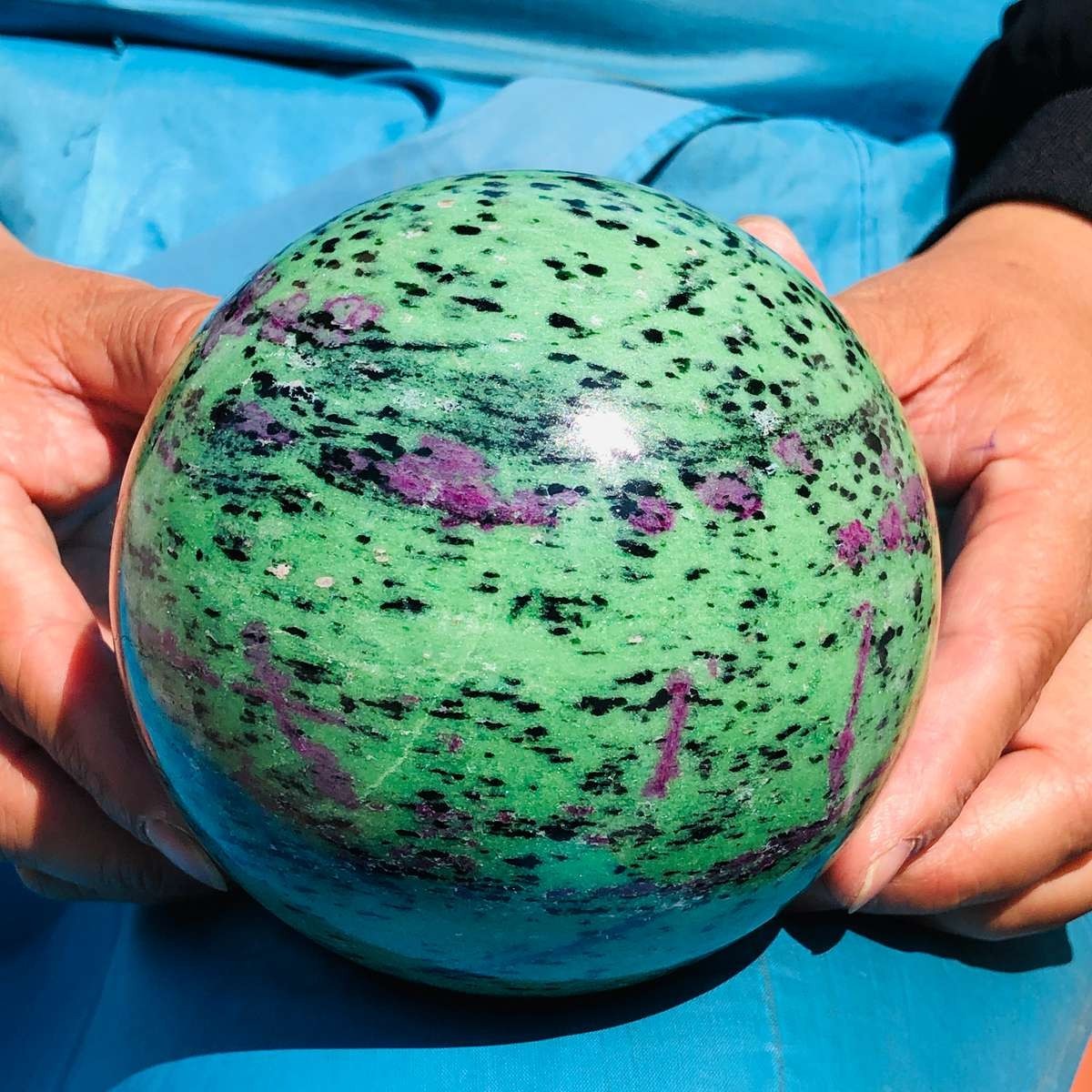 4.99LB Rare Natural Red and Green Treasure Ball Quartz Crystal Aura Healing 5149