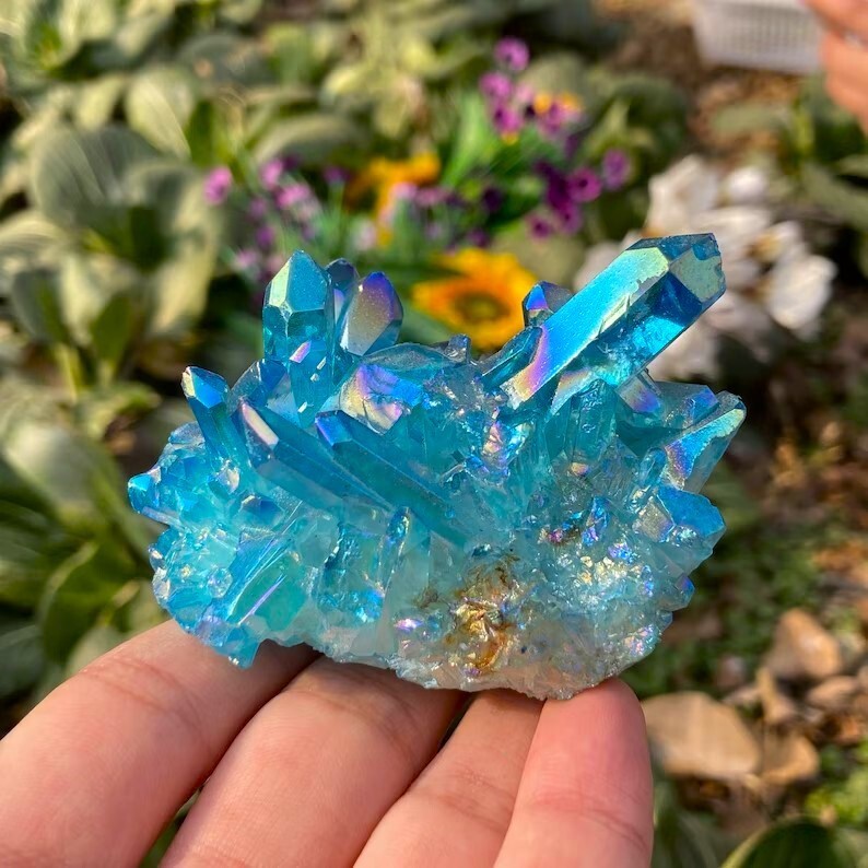 80g+ Natural Blue Angel Aura Quartz Irregular Crystal Cluster Mineral Specimen