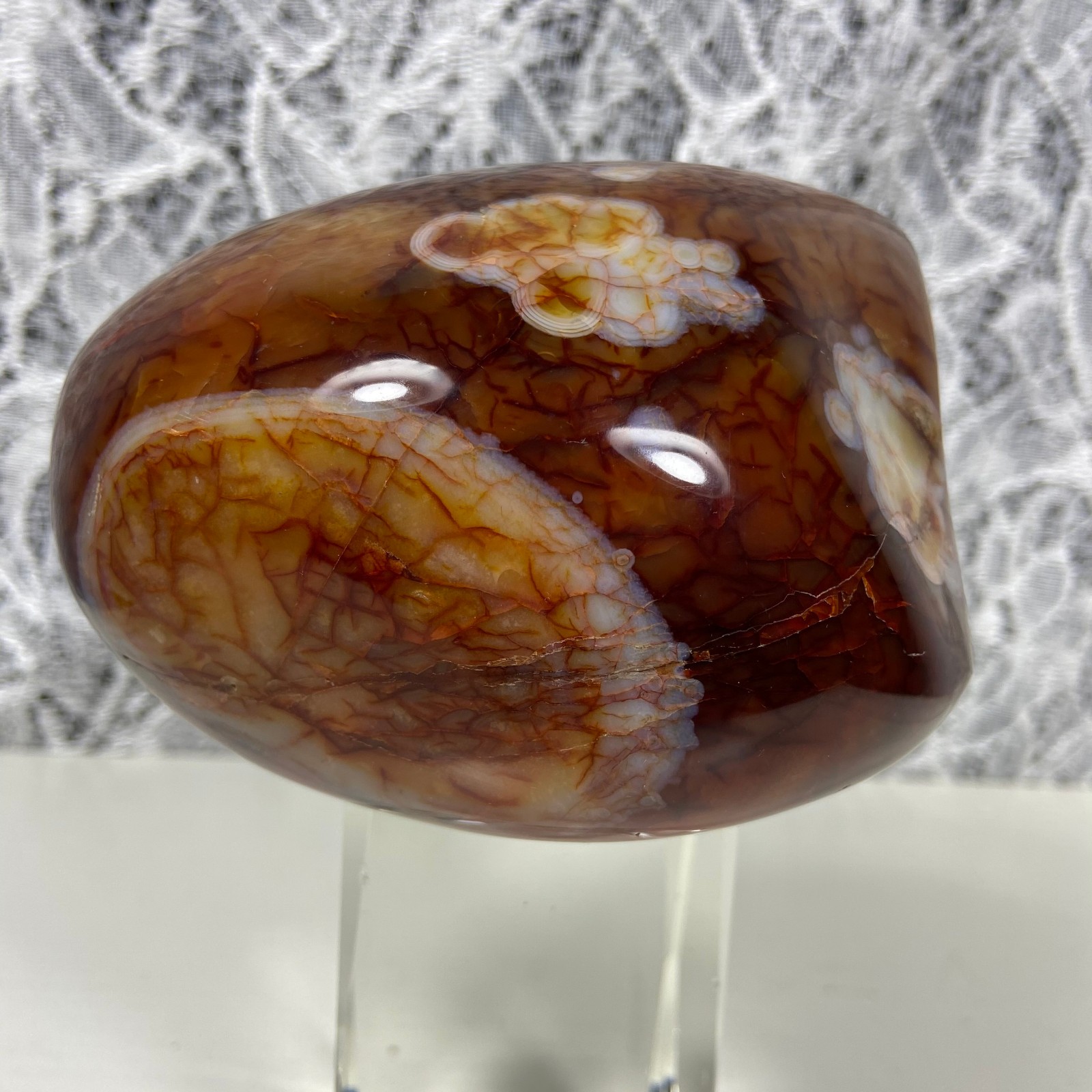 4.1″2.35lb Big Red Agate CARNELIAN Stone Standup Crystal Reiki Madagascar Y909