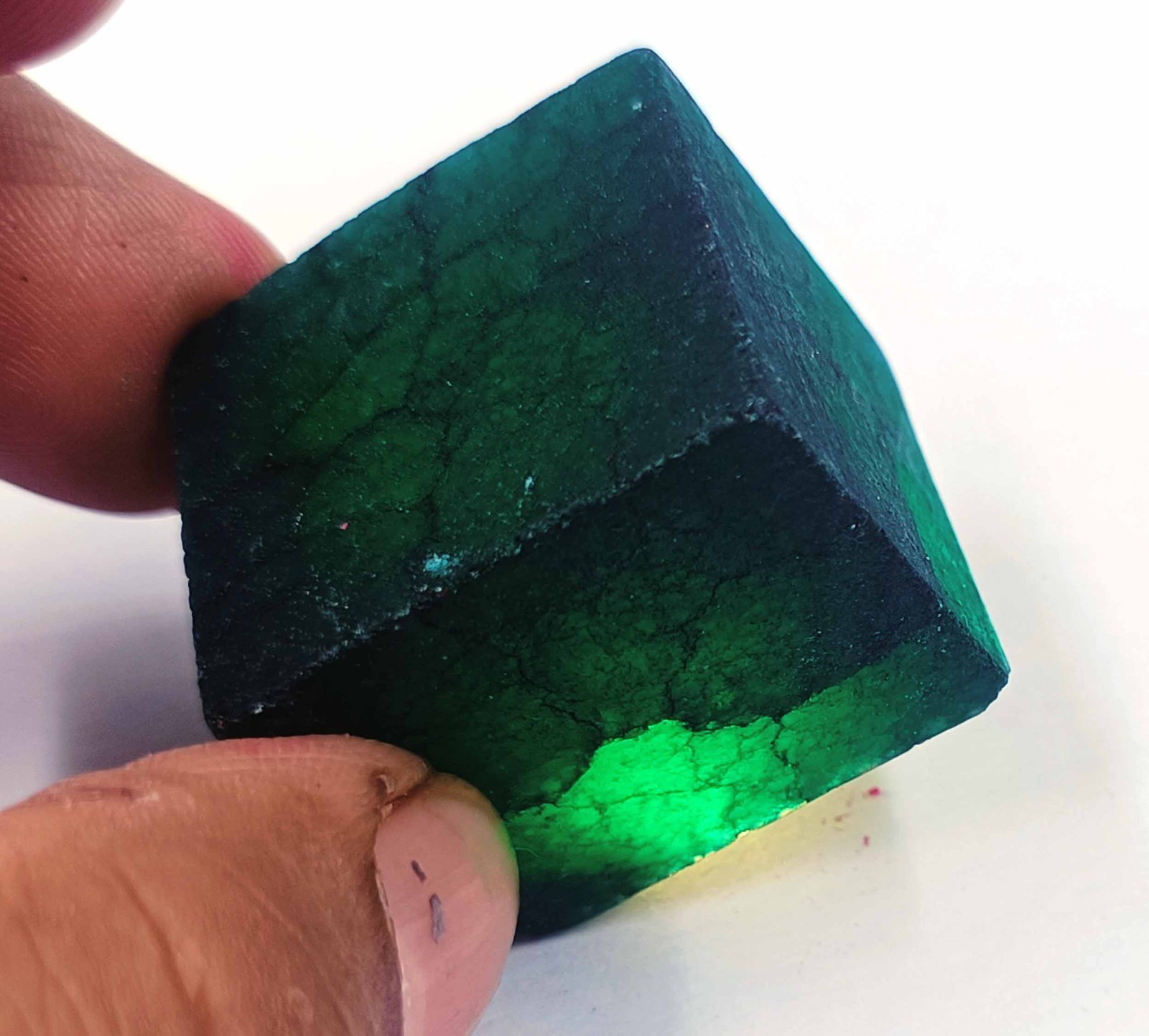 182.35 Ct Natural Green Emerald Cube Uncut Rough Dyed Opaque Loose Gemstone NCH