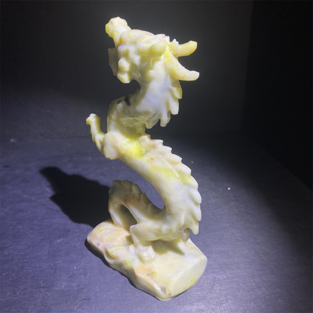 1LB 6.1″Natural Xiuyan Jade Chinese Dragon Statue Crystal Reiki Carving Decor