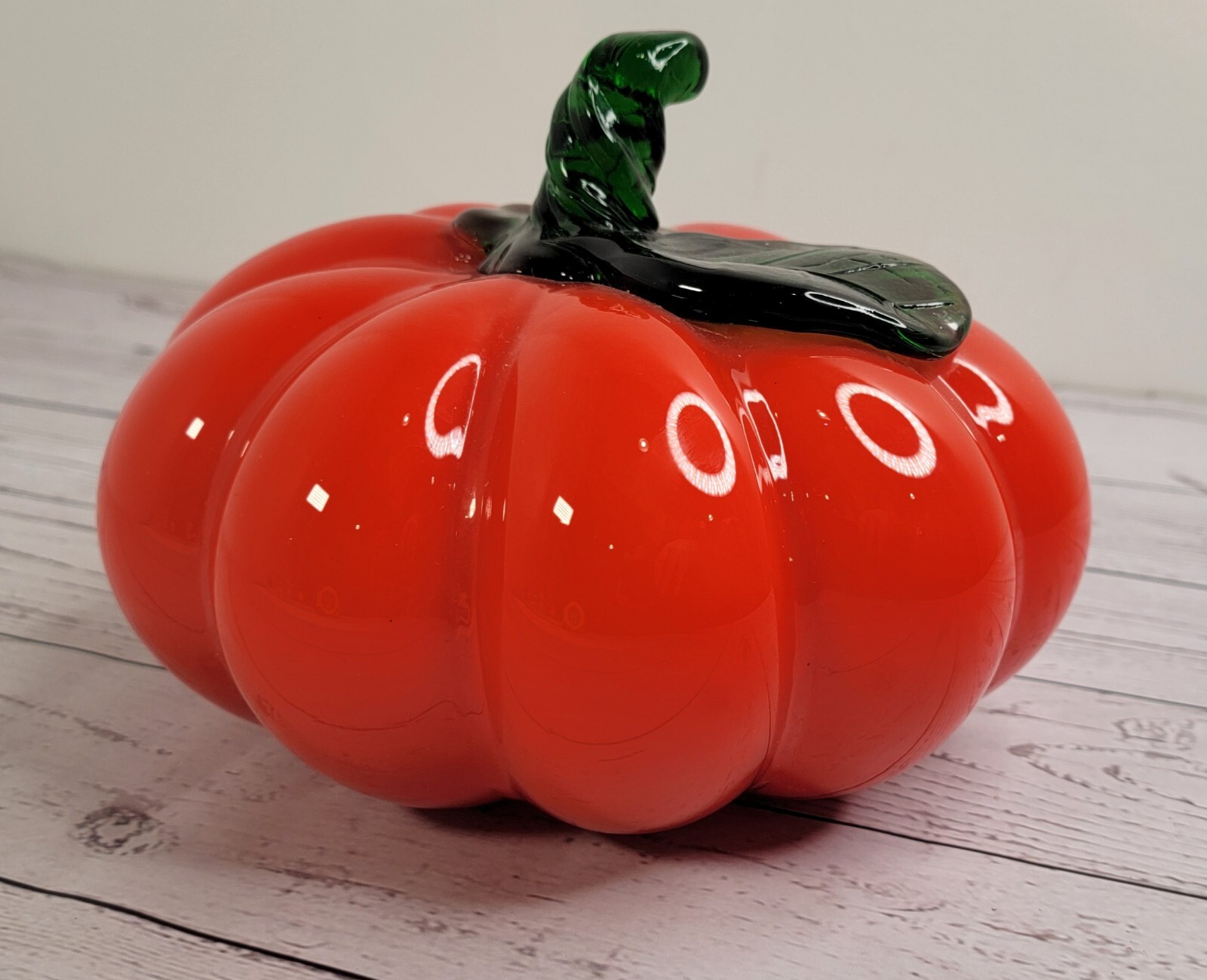 Crystal Clan Pumpkin Art Glass Murano Style Hand Blown Table Shelf Decor Autumn
