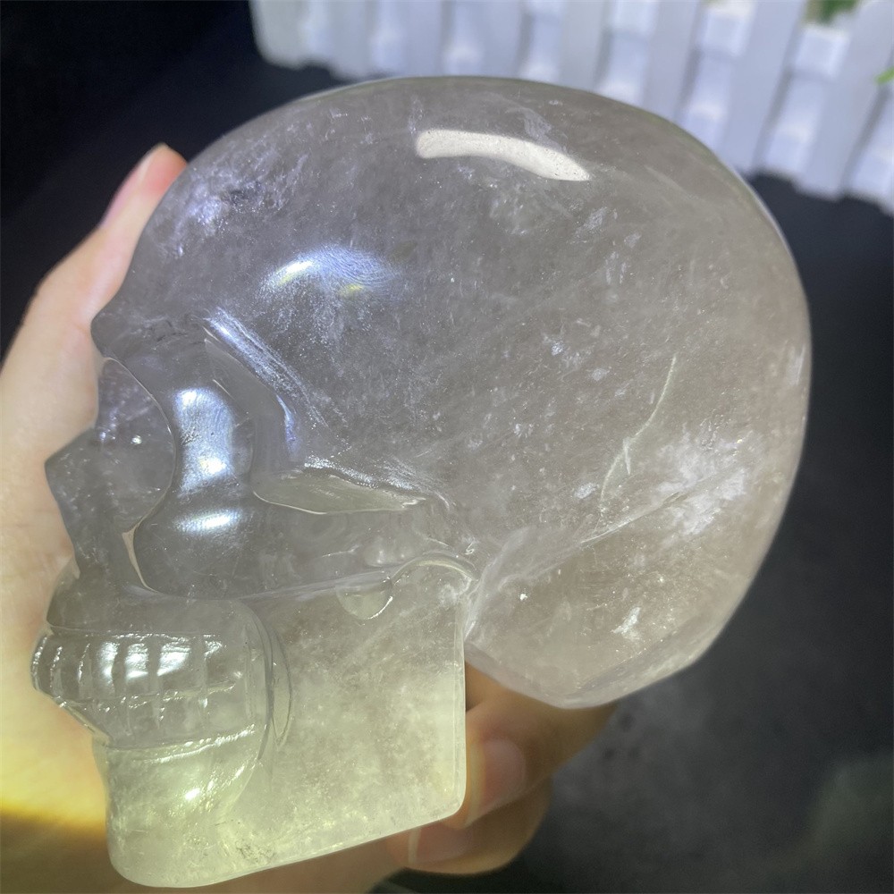 1.9LB 4.2″Natural A+Smoky Quartz Skull Statue Crystal Carving Reiki Heal Decor
