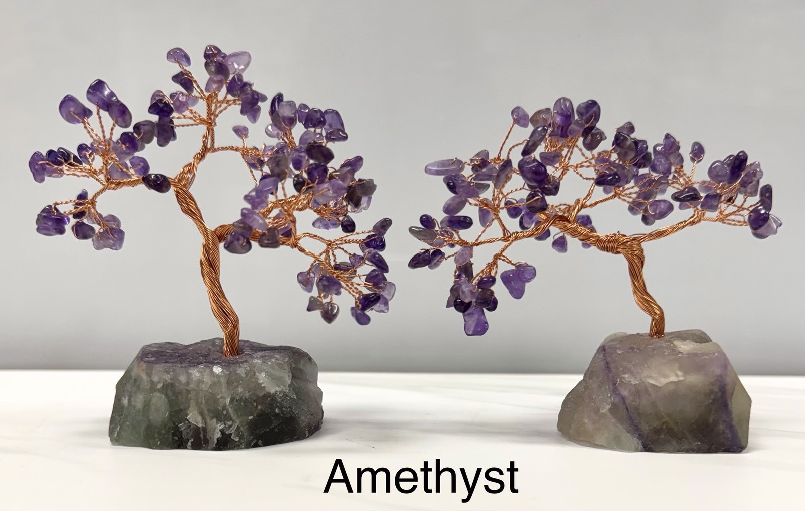 Wholesale 7 Pcs Bonsai Tree With Fluorite Base Copper Wire Natural Crystal