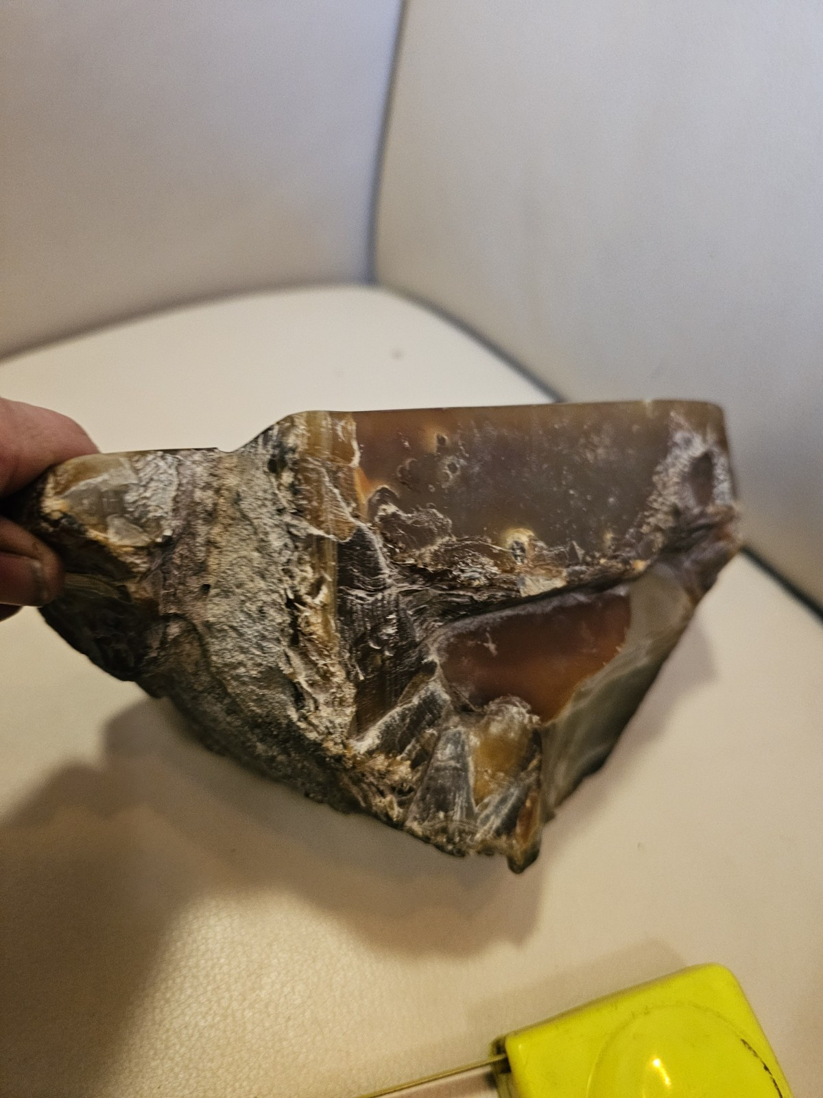 EXTRA LARGE BANDED AGATE POLISHED ON ONE SIDE 9.5″ WEIGHS 6LBS 8OZ