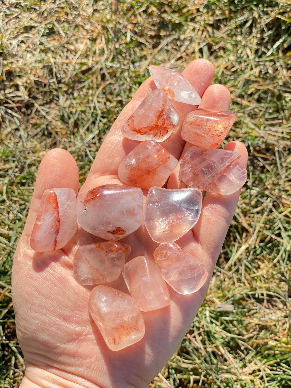 Fire Quartz Tumbled Stone, Polished Natural Fire Quartz Crystal from Madagascar